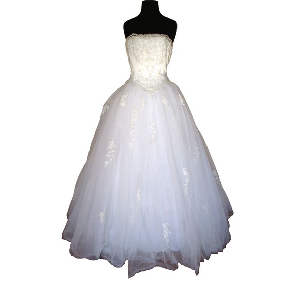 Michaelangelo David's Bridal Wedding Gown Size 2 Beaded Gown T8280 Strapless - Picture 1 of 13